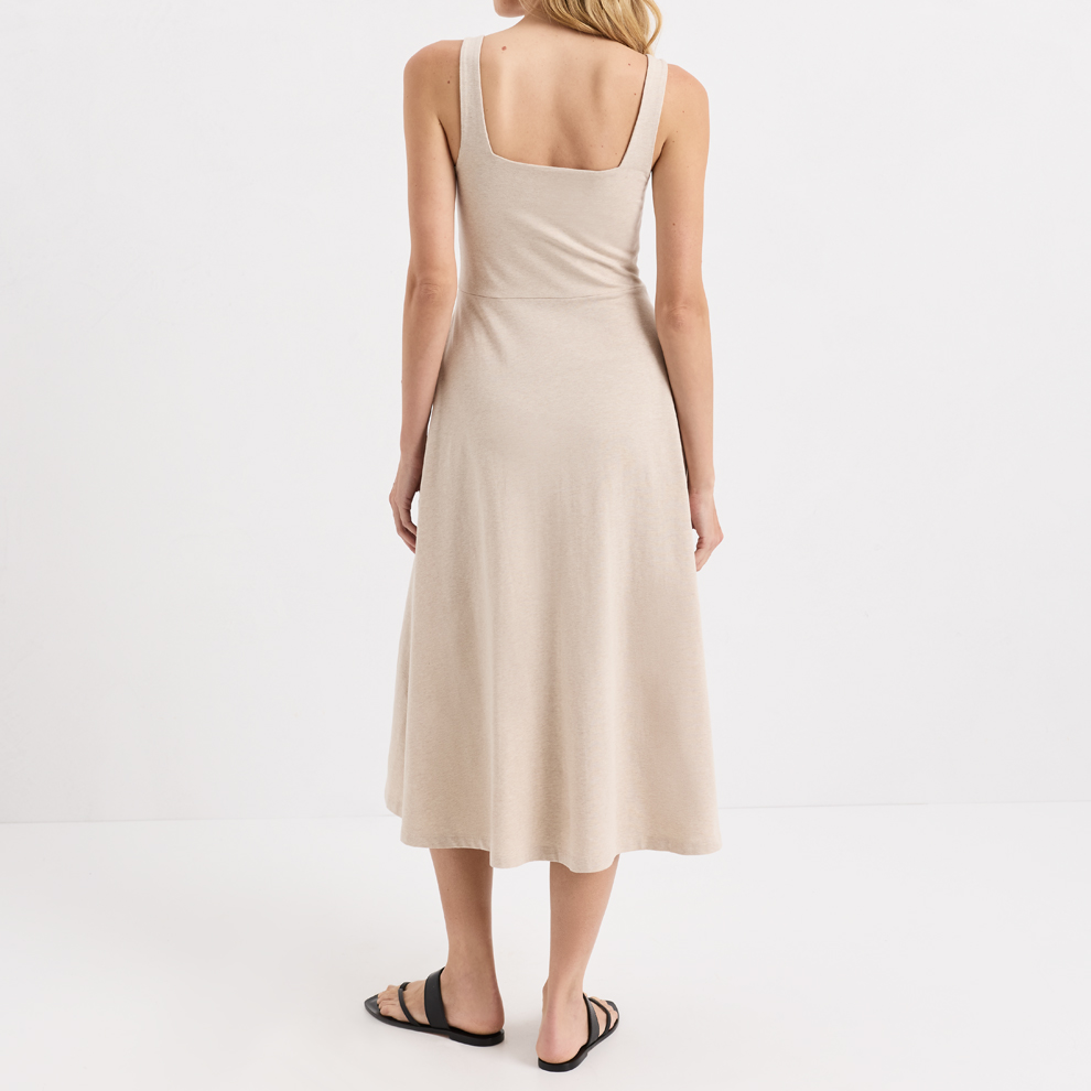 Midi‑Kleid mit quadratischem Ausschnitt und Trägern